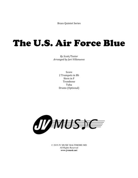 Free Sheet Music The Us Air Force Blue For Brass Quintet