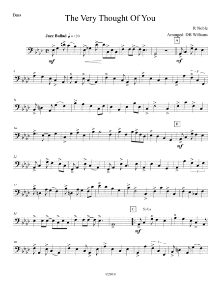 The Very Thought Of You Bass Sheet Music