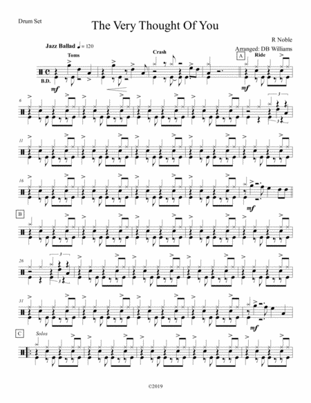 The Very Thought Of You Drum Set Sheet Music