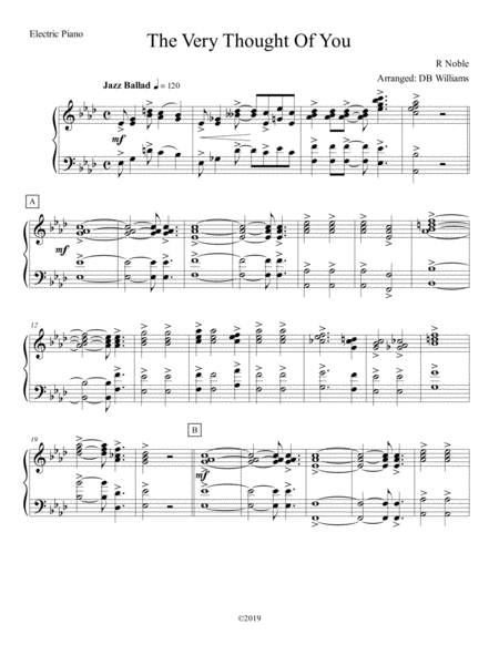 Free Sheet Music The Very Thought Of You Electric Piano