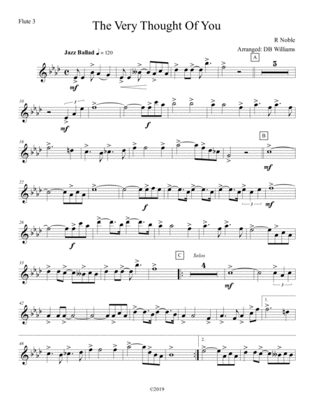 Free Sheet Music The Very Thought Of You Flute 3