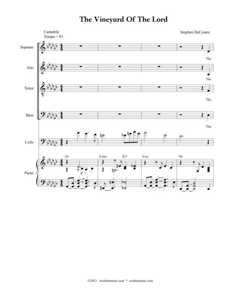 The Vineyard Of The Lord Sheet Music