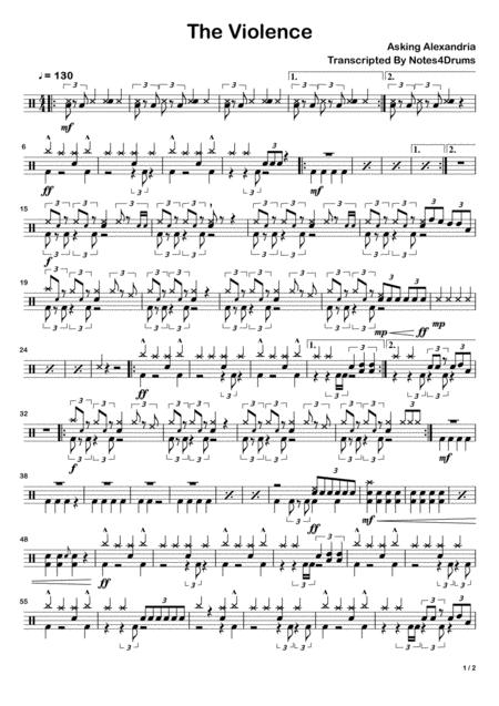 Free Sheet Music The Violence By Asking Alexandria Drums Sheetnotes