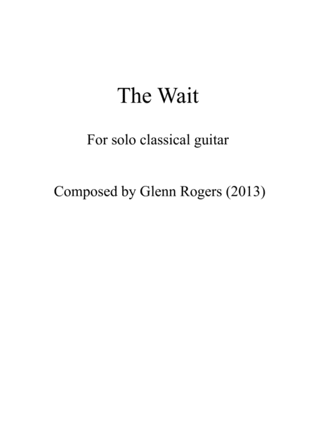 Free Sheet Music The Wait Solo Classical Guitar