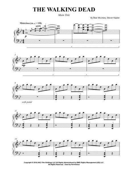 Free Sheet Music The Walking Dead Main Title Piano Intermediate