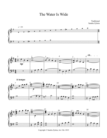 The Water Is Wide 3 Octave Handbells Sheet Music