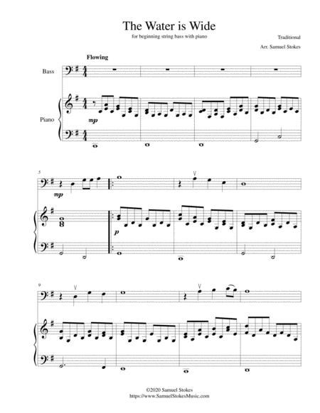 Free Sheet Music The Water Is Wide For Beginning String Bass With Optional Piano Accompaniment