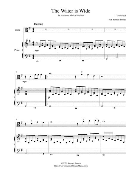 Free Sheet Music The Water Is Wide For Beginning Viola With Optional Piano Accompaniment