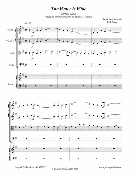 Free Sheet Music The Water Is Wide For Piano Quintet