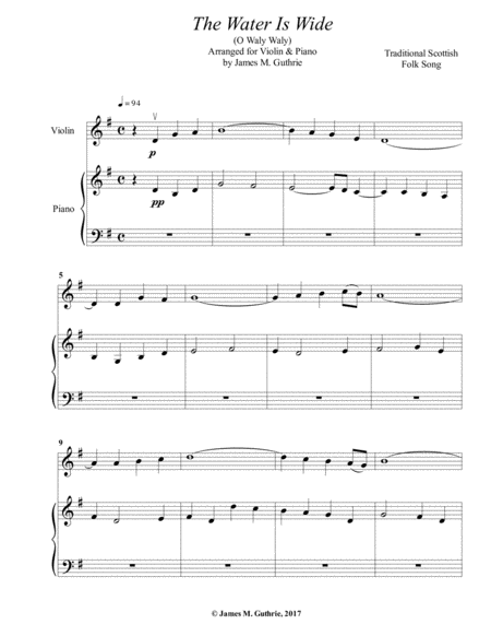 The Water Is Wide For Violin Piano Sheet Music