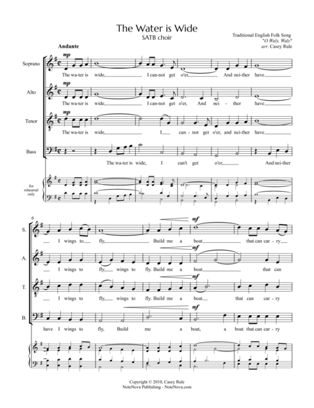 The Water Is Wide Satb Arr Casey Rule Sheet Music