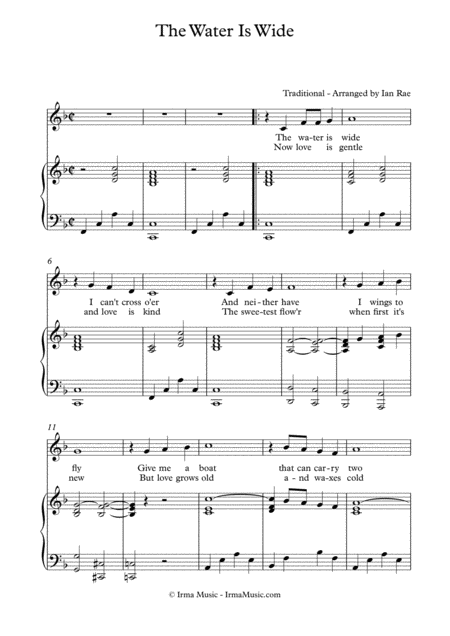 The Water Is Wide Vocal Arrangement Sheet Music