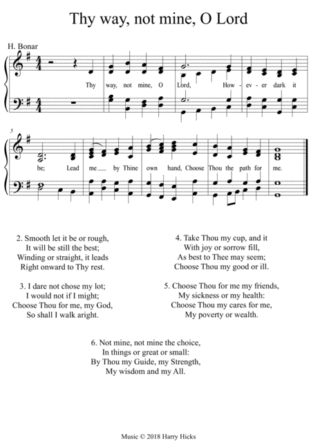 The Way Not Mine O Lord A New Tune To A Wonderful Horatius Bonar Hymn Sheet Music