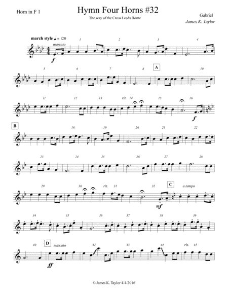 The Way Of The Cross Leads Home Horn Quartet 32 Sheet Music