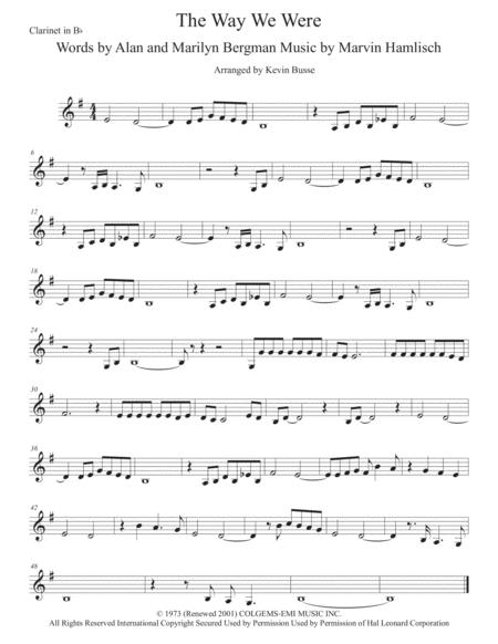 The Way We Were Clarinet Sheet Music