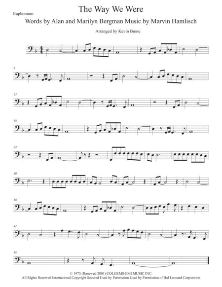 The Way We Were Euphonium Sheet Music