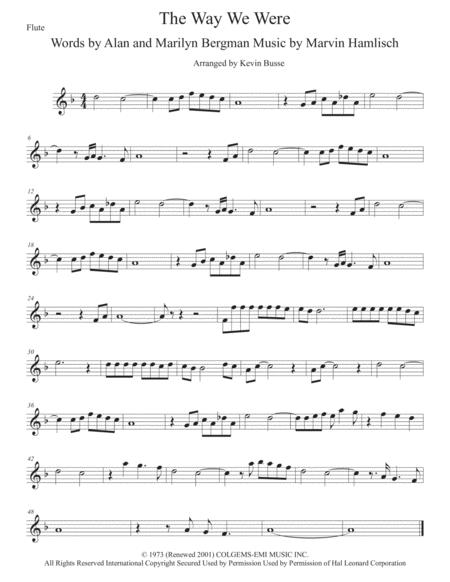 The Way We Were Flute Sheet Music