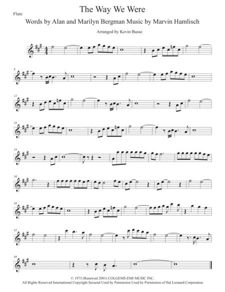 Free Sheet Music The Way We Were Original Key Flute