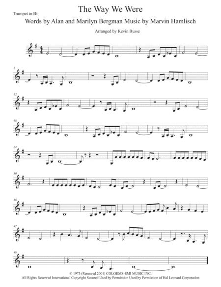 The Way We Were Trumpet Sheet Music