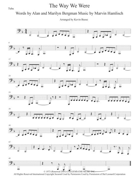 The Way We Were Tuba Sheet Music