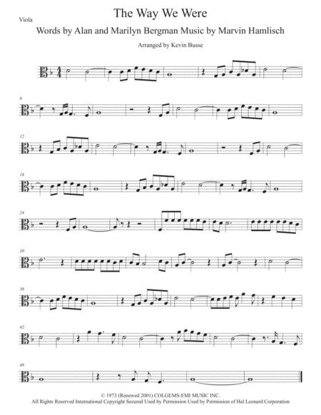 Free Sheet Music The Way We Were Viola