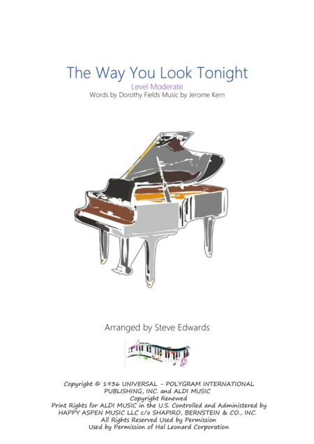 The Way You Look Tonight Easy Piano Sheet Music