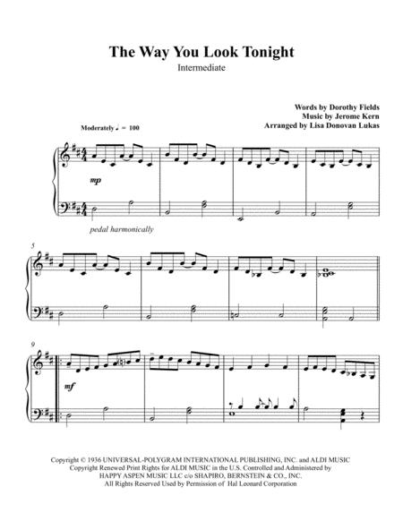 The Way You Look Tonight Intermediate Piano Solo Sheet Music