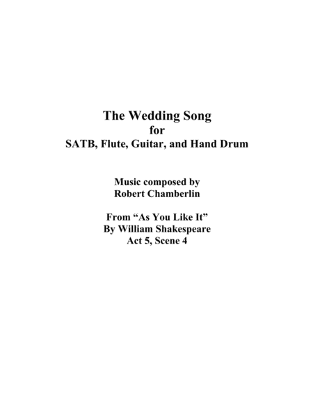 Free Sheet Music The Wedding Song From As You Like It