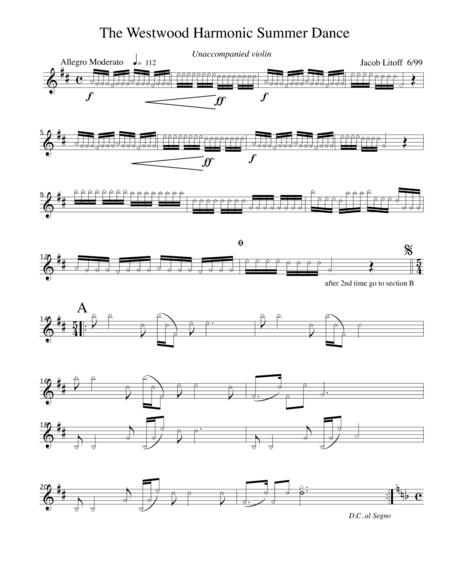 The Westwood Harmonic Summer Dance Sheet Music