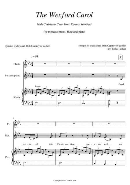 The Wexford Carol For Mezzosopran Flute And Piano Sheet Music