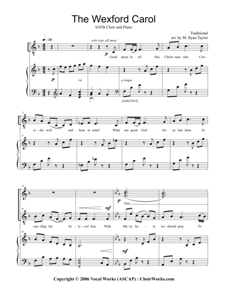 The Wexford Carol Satb And Piano Sheet Music