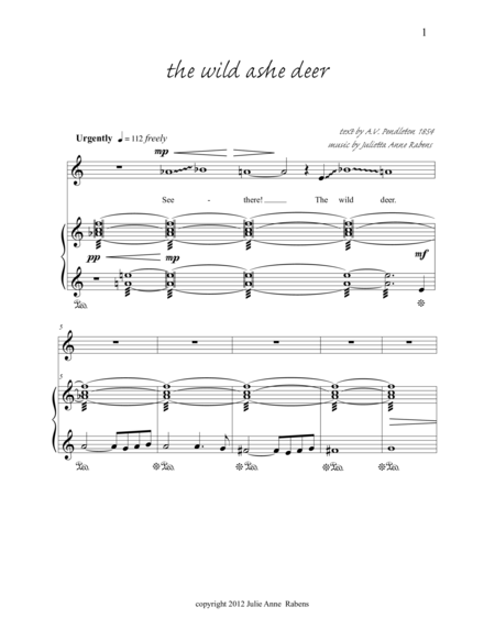 The Wild Ashe Deer For Mezzo Soprano And Piano Sheet Music