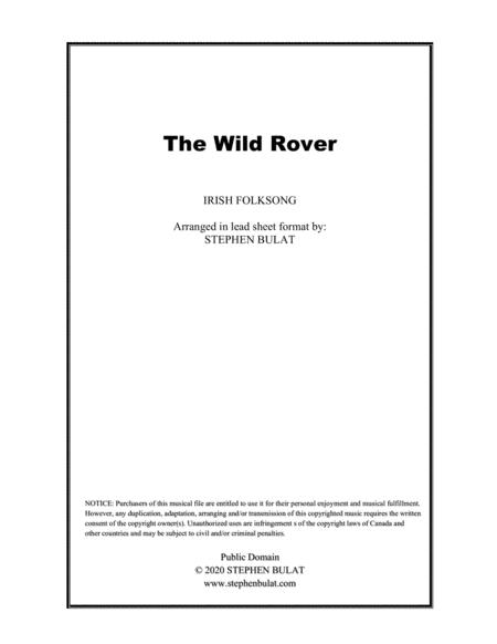 The Wild Rover Irish Folk Song Lead Sheet Key Of G Sheet Music