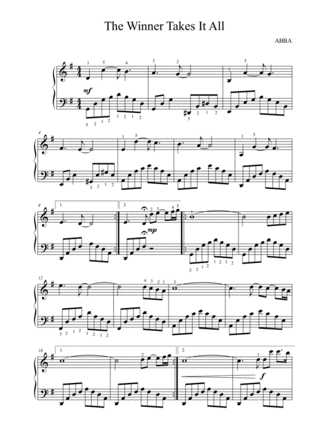 The Winner Takes It All Sheet Music