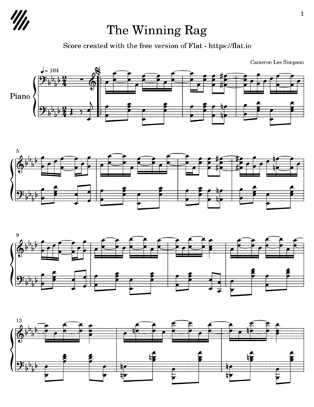 The Winning Rag By Cameron Lee Simpson Sheet Music