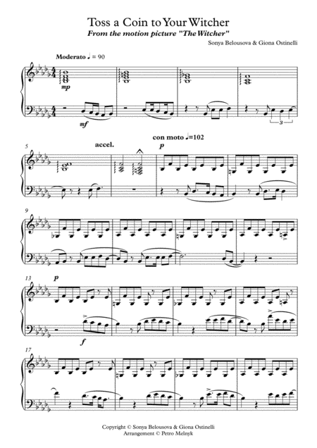 The Witcher Toss A Coin To Your Witcher Sheet Music