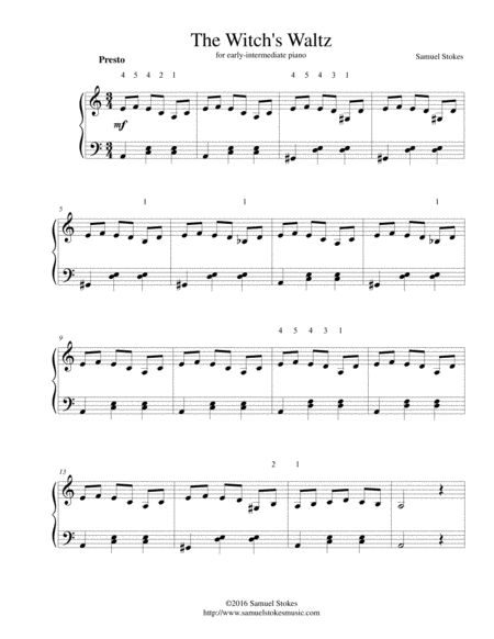 The Witchs Waltz For Early Intermediate Piano Sheet Music