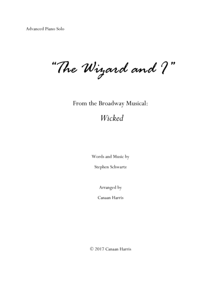 Free Sheet Music The Wizard And I Advanced Piano Solo
