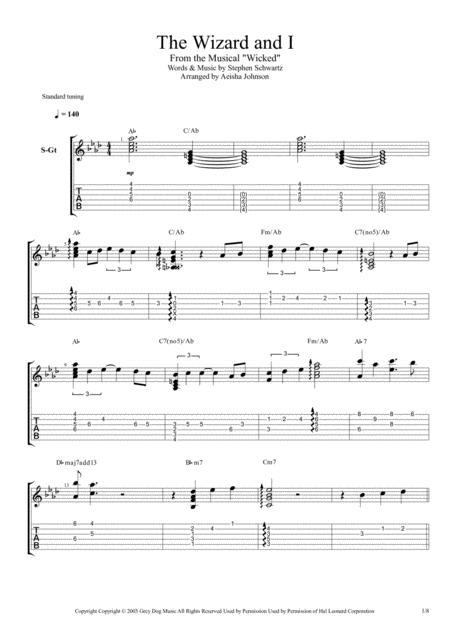 The Wizard And I Solo Guitar Sheet Music