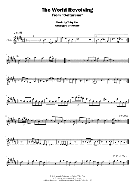 The World Revolving From Deltarune For Flute Sheet Music