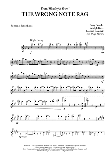 Free Sheet Music The Wrong Note Rag For Saxophone Quartet