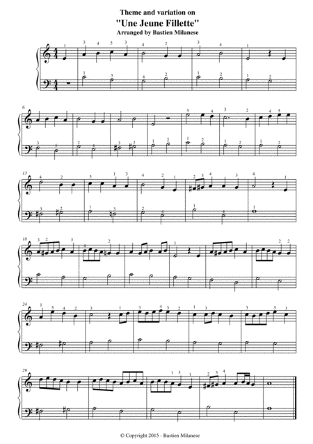 Theme And Variation On Une Jeune Fillette Sheet Music