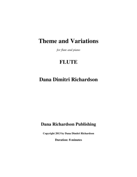 Theme And Variations For Flute And Piano Flute Part Sheet Music