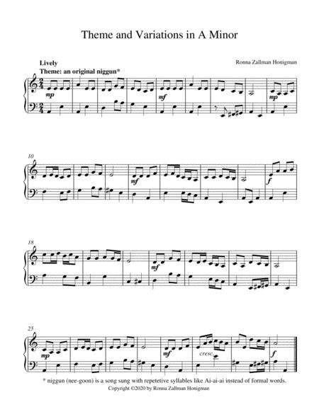 Free Sheet Music Theme And Variations In A Minor