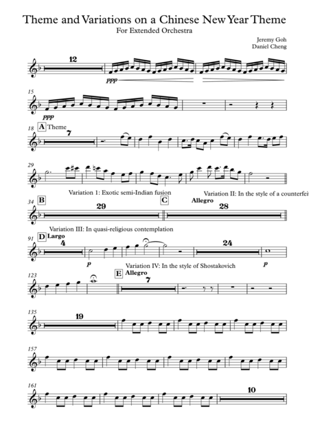 Free Sheet Music Theme And Variations On A Chinese New Year Theme For Extended Orchestra Set Of All Parts