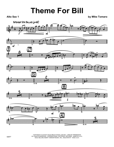 Free Sheet Music Theme For Bill 1st Eb Alto Saxophone