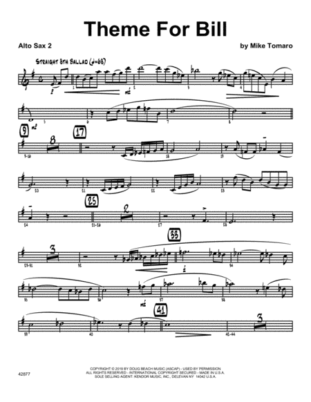 Theme For Bill 2nd Eb Alto Saxophone Sheet Music