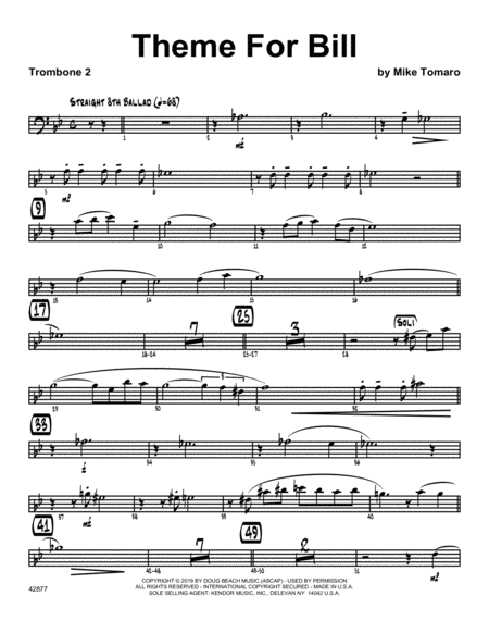 Free Sheet Music Theme For Bill 2nd Trombone