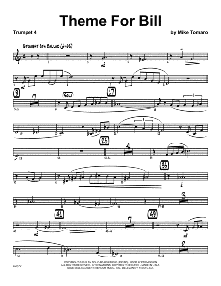 Theme For Bill 4th Bb Trumpet Sheet Music