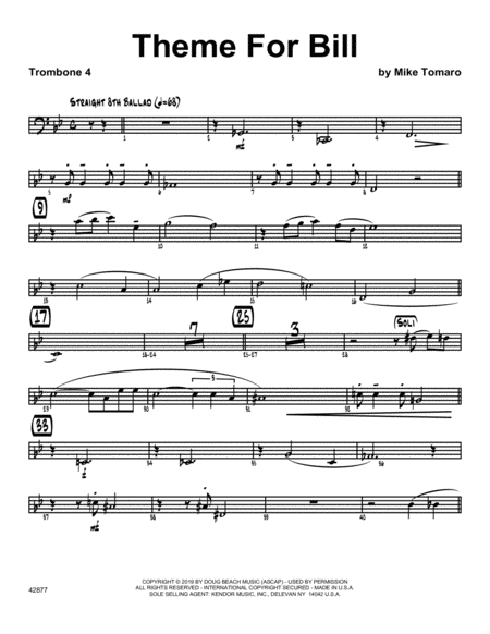 Free Sheet Music Theme For Bill 4th Trombone